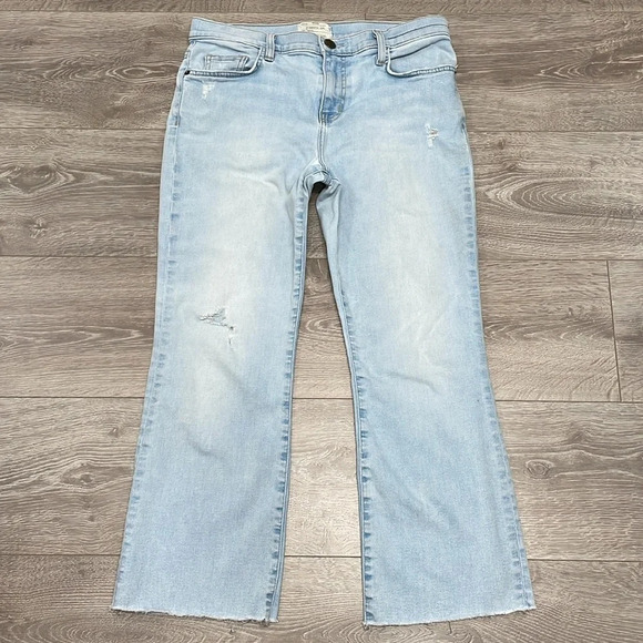Current/Elliott The Kick Jean Solstice with Cut Hem Distressed 29 - Picture 7 of 14